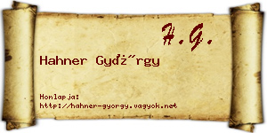 Hahner György névjegykártya